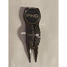 PING Crosshairs Divot Tool & Karsten PING 1" Flat Coin Style Golf Marker - A Beauty!