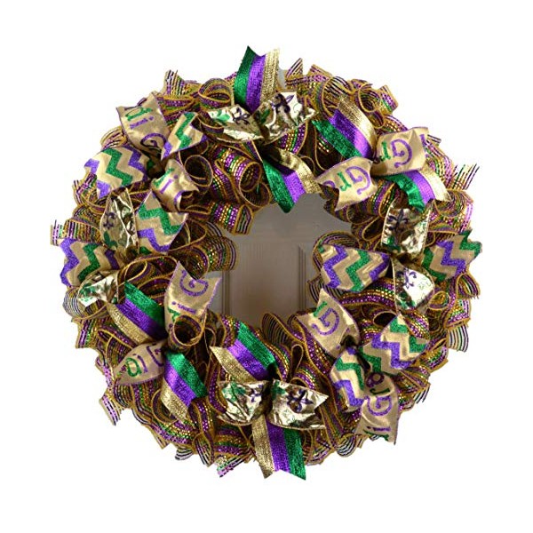 Mardi Gras Wreath | Fat Tuesday Mesh Front Door Wreath