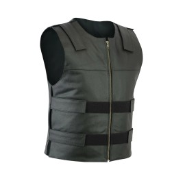 Unbranded Men Bullet Proof style Leather Motorcycle Vest for bikers Tactical waistcoat - 4XL