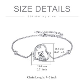 PELOVNY Teddy Bear Bracelet for Women 925 Sterling Silver April Birthstone Bear Bracelet Birthday Valentines Day Teddy Bear Jewelry Gifts for Mom Daughter Wife