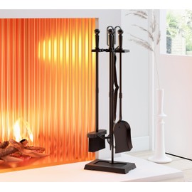 Kingson Fireplace Tools Set 5-Pieces Indoor Outdoor Sturdy Fire Place Poker Sets with Ergonomics Handle