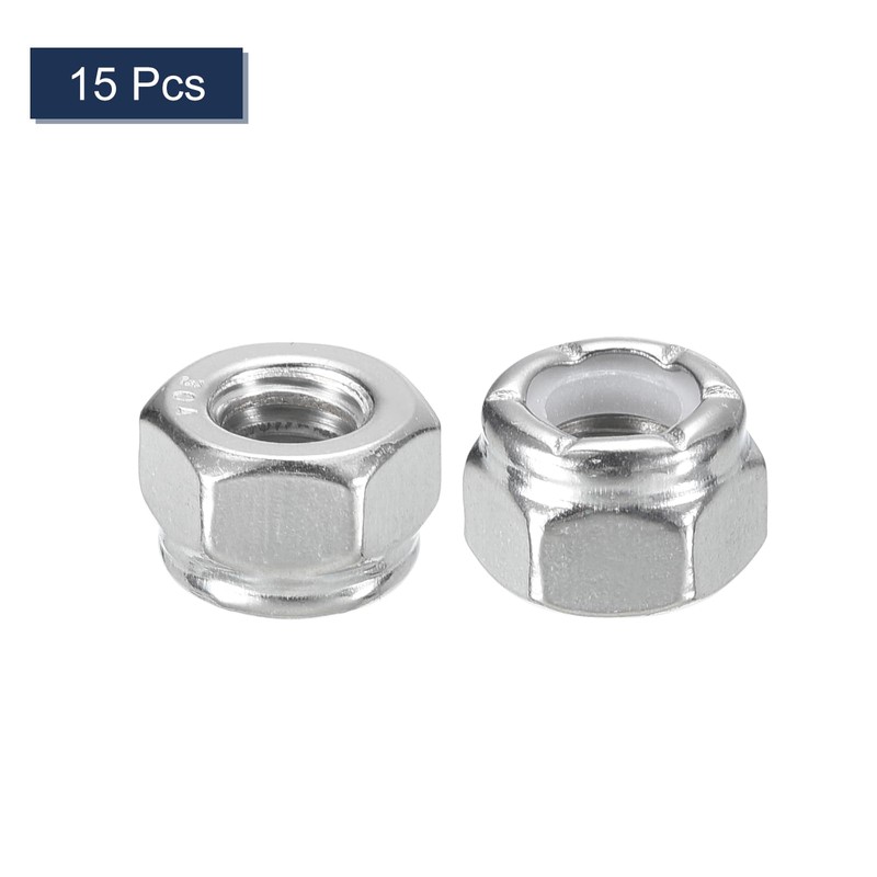 sourcing map 15Pcs 1/4"-20 Nylon Insert Hex Lock Nuts, 316