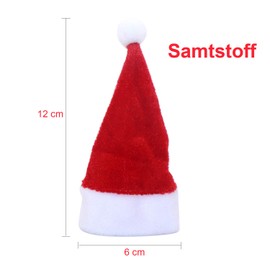 LOOGI Mini Weihnachtsmützen Kleine Nikolausmütze Weihnachtsmann Mütze Santa Hut für Weinflaschen Weihnachtsdeko Tischdeko 10er-Pack