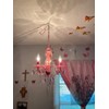 The Original Gypsy 3-Light Plug-in Crystal Swag Chandelier, Pink