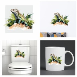 Iguana Stickers, Reptile Mugs & Cups, Wall Decor, Covering Marks, Car Bumpers, Shower & Tile, Toilets & More, Hardwearing Peel & Stick Waterproof 0% Transparency (Reptile08)