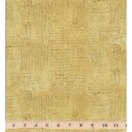 Timeless Treasures Lemon Bouquet Handwriting Text Brown Fabric CD2476 Half Yd Continuous Cut
