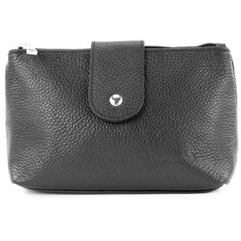 modamoda de - T213 - Italian Leather Cosmetic Bag Mask Case Medium, black