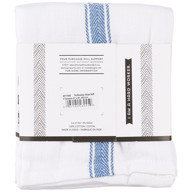 Now Designs Teatowel Set of Four, Brooklyn Stripe Delft