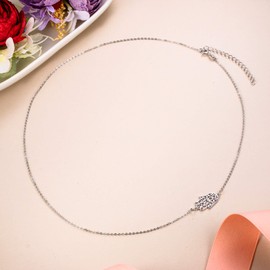 EVER FAITH 925 Sterling Silver Sideways Good Luck Hamsa Hand of Fatima Evil Eye Necklace Choker Jewelry Gift for Woman