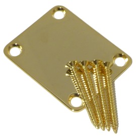 Guitar neck joint plate 51mm x 64mm in gold including screws