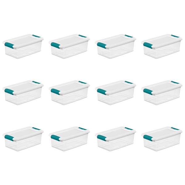 Sterilite 6 Qt./5.7 L Latching Boxes Clears, 6 Quart, White, 12 Piece