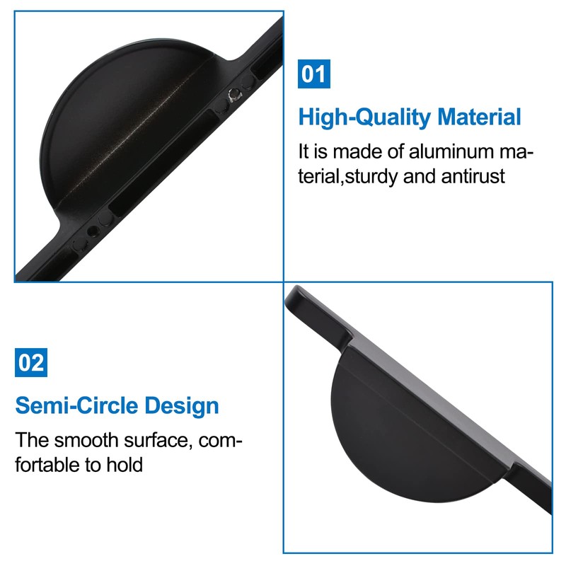 INCREWAY Brushed Black Drawer Pulls 2 Set Half Moon Drawer