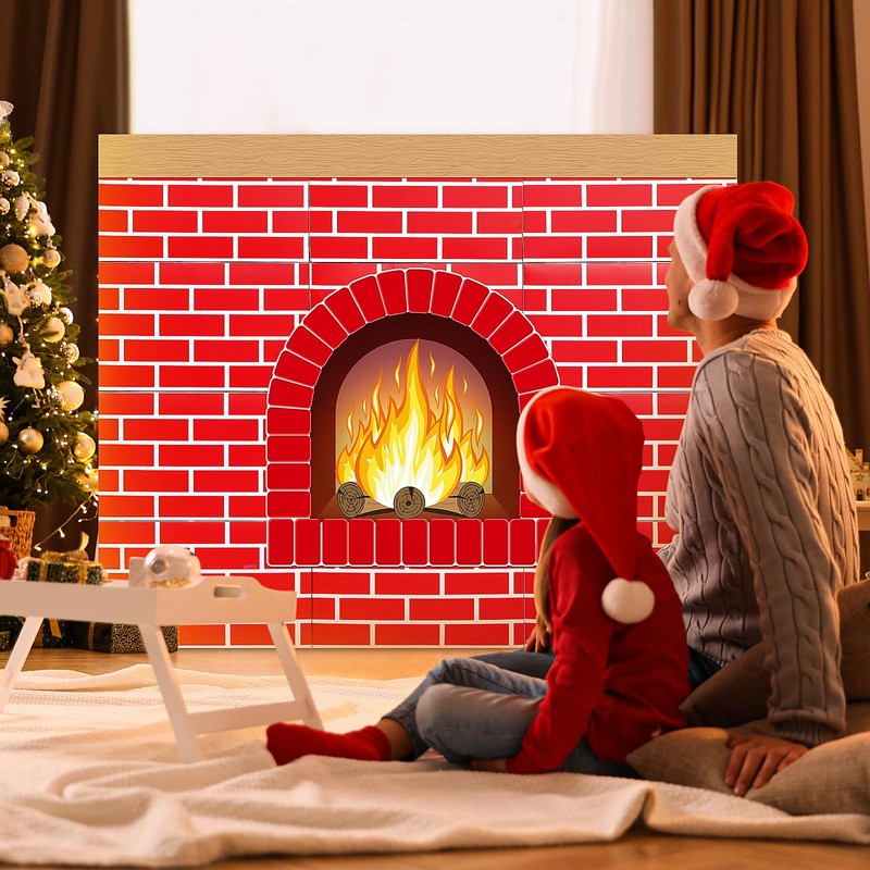 Fullhawl 3D Artificial Red Brick Cardboard Fireplace 39 x 35