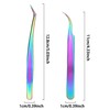 2-Piece Professional Lash Tool Set - Rainbow Stainless Steel Tweezers