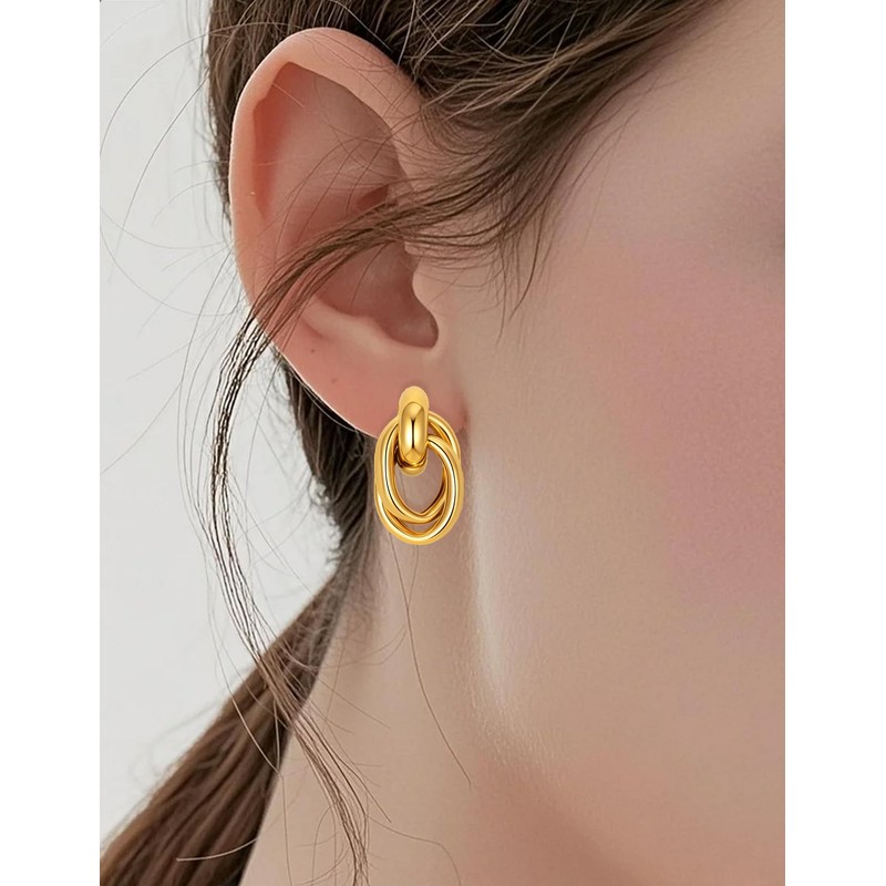 Wrlcorly 8 Pairs Gold Knot Earrings for Women Geometric Twisted
