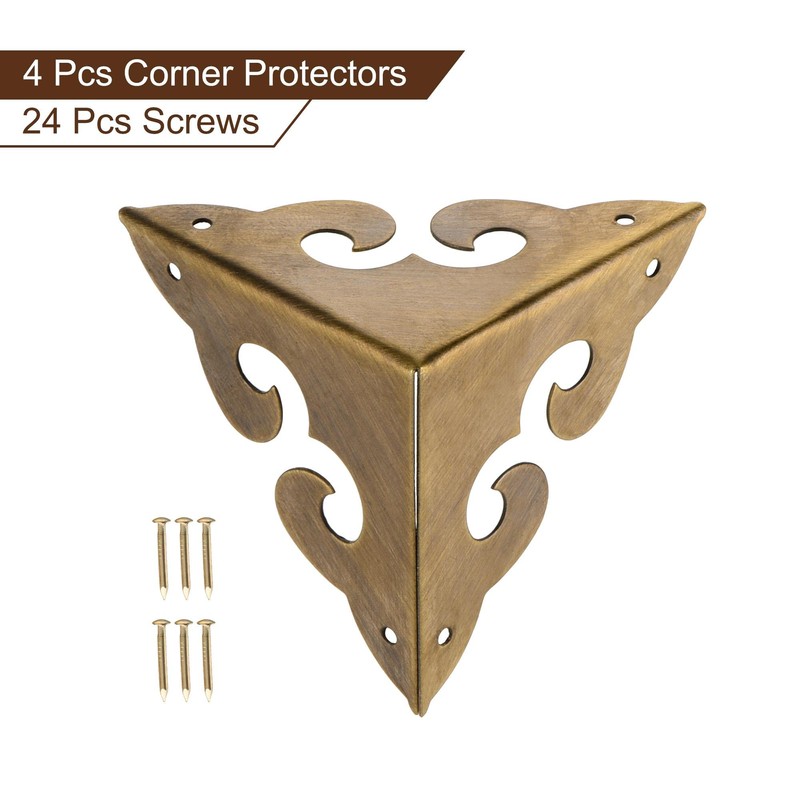 uxcell 44x44x44mm Metal Box Corner Protectors Brass Edge Guard Bronze