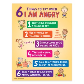 ZOCO – 6 Anger Control Strategies Poster – Calm Down and Manage Emotions for Toddlers – Classroom Behavior Management for Preschool, Daycare, and Homeschool – Made in USA