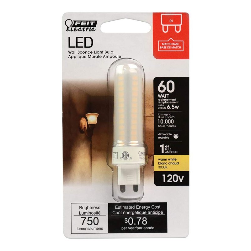 Feit Electric BP60G9/830/LED 60W EQ DM T4 LED Light Bulb