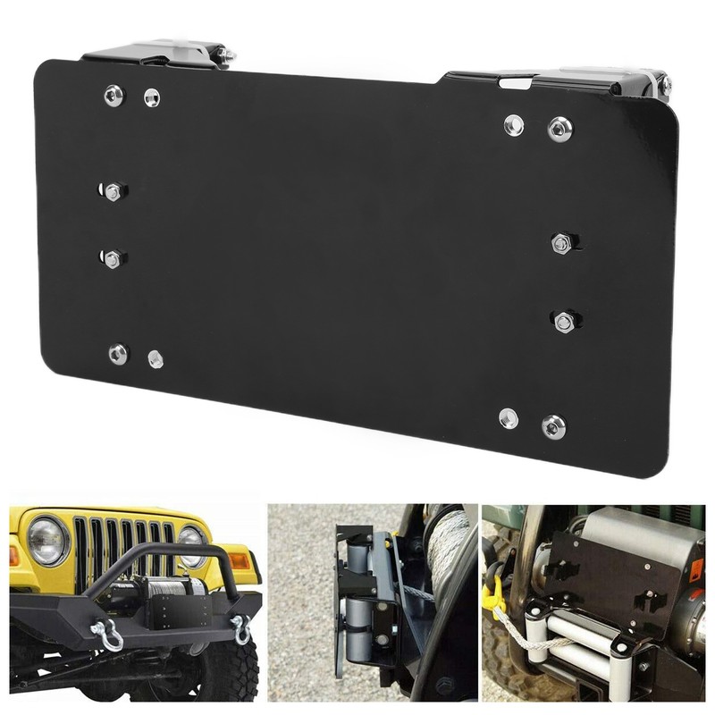 License Plate Bracket Black Stainless Steel Winch License Plate Holder