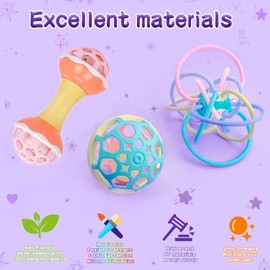 OAHIWLH 3 Pcs Rabbit Toys, Novelty Bunny Toys with Bell Balls, Durable Guinea Pig Hamsters Chinchillas Toys, Prefect for Small Animals Playing Teeth Indoor Outdoor