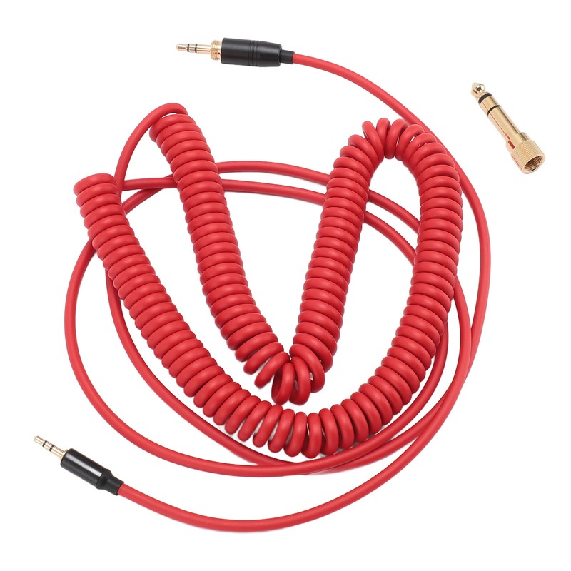 Coiled Headphone Cable Gold Plated Connector Replacement Headset Sound Cord