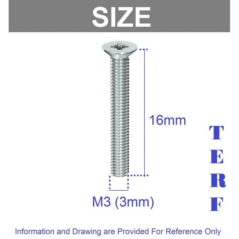 TERF® M3 X 16mm Pozi Countersunk Machine Screws Stainless Steel