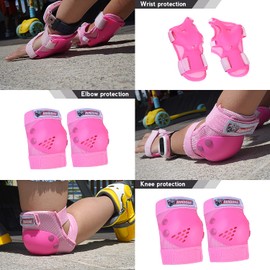 Knee Pads for Kids Elbow Pads Wrist Guards Set Child Protective Gear Set, for 3-15 Years Child Roller Skates, Cycling, BMX Bike, Skateboard, Inline Skating, Scooter Riding Sports