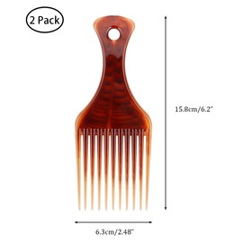 Beomeen Curly Hair Pick Comb, 2 Pack Smooth Afro Lift Detangle Wide Tooth No Frizz Hair Styling Tool for Men