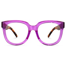 Zeelool Unisex Retro Oversized Square Glasses with Non-prescription Clear Lens Harrell ZOP049594-05 Purple