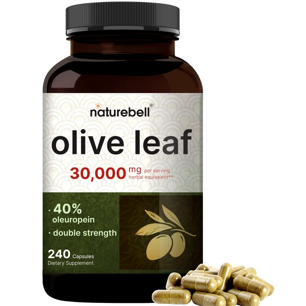 Olive Leaf Extract 30000mg, 240 Capsules | 40% Active Oleuropein, 50:1 Herbal Equivalent – Rich in Polyphenol & Flavonoid Antioxidants for Immune & Heart Health – Non-GMO