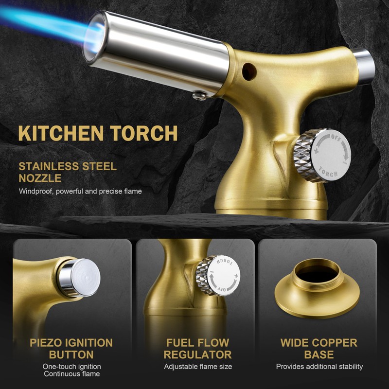 RAVS Butane Torch Lighter with Solid Copper Design, Kitchen Torch