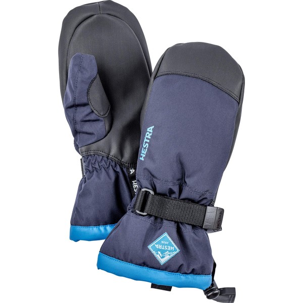 Hestra Ski Mittens for Kids: Waterproof C-Zone Cold Weather Winter Gloves, Dark Navy/Turquise, 4