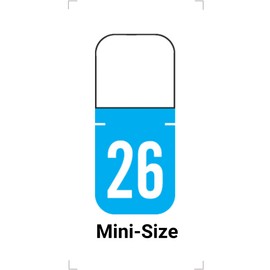 MINI 2026 Year Labels, Doctor Stuff 2026 Chart Stickers, Light Blue Color Coded, Tab 1308 Style, USA Made Year Stickers for Top Tab File Folders, 500 Labels/Roll in a Dispenser Box, 1/2 x 1-1/8"