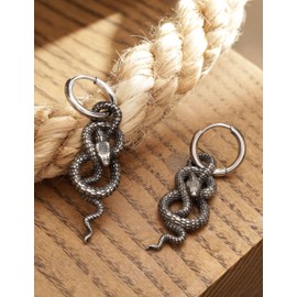 HAQUIL Snake Earrings, Vintage Retro Gothic Snake Serpent Totem Hoop Dangle Drop Earrings, Goth Jewelry Gift