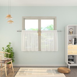 White Sheer Tier Curtains 24 inch Kitchen Tiers Voile Cafe Curtains Small Short Half Window Curtain Panels Rod Pocket 2 Panels 34"x24"