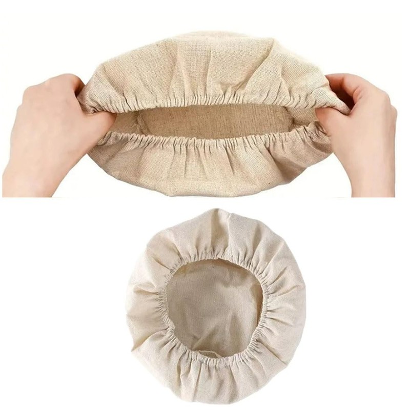 LATRAT Set of 4 Round Linen Insert Bread Proofing Basket