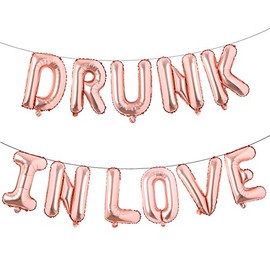 REIANS 16" Drunk Balloons Banner Foil Letters Mylar Balloons for Bachelorette Parties, Weddings, Bridal Shower (Rose Gold)