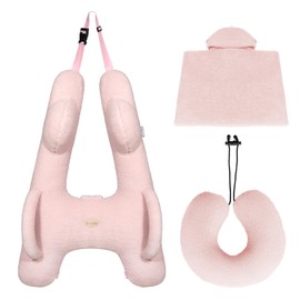 FLORICH Kids Travel Pillow, Car Sleeping Travel Pillow for Kids, Removable H-Shaped Pillow for Adults and Children to Support Head and Body Road Trips with Neck Pillow and Blanket (Pink)