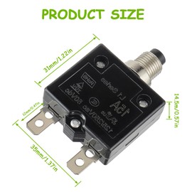 EPLZON 15A Manual Reset Push Button Circuit Breaker 125/250V AC 50V DC Thermal Overload Protector with Quick Connect Terminals and Waterproof Button Caps Assortment Kit(Pack of 1 pcs)