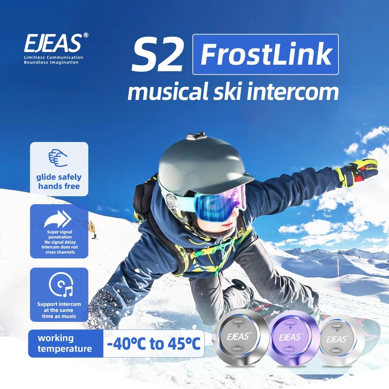 SolaMr S2 Ski/Snowboard Helmet Headphones, 4 Skiers Communication Systems with