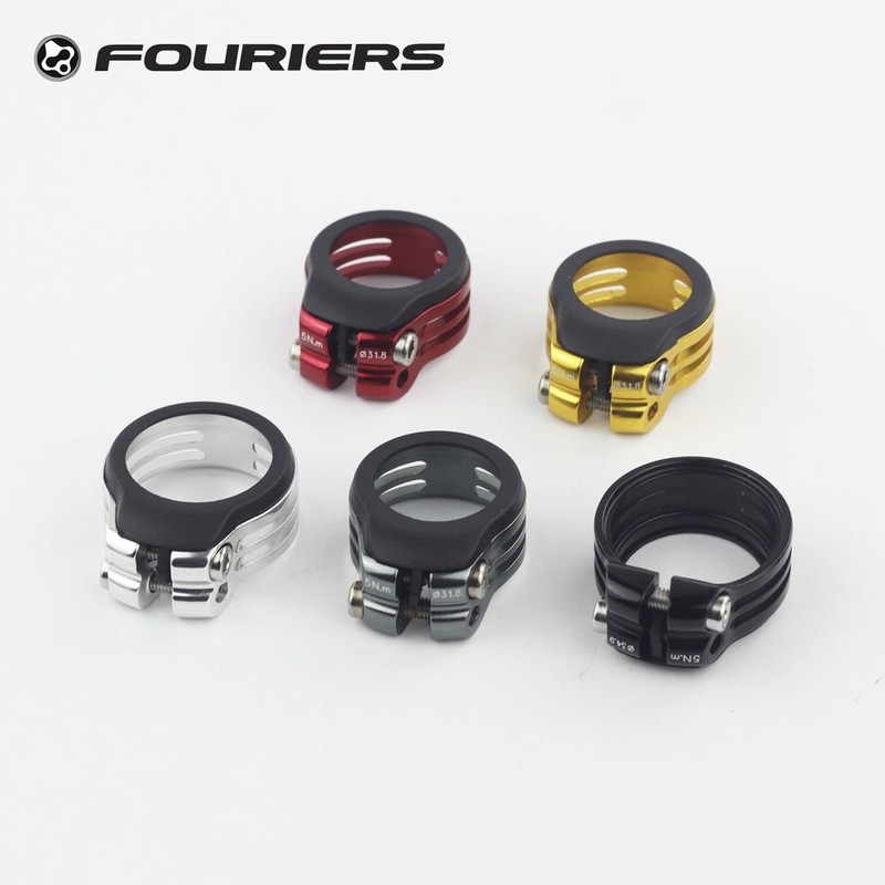 Fouriers CNC Alloy Seatpost Clamp Fixed 31.8mm/34.9mm Waterproof Superlight(34.9black)