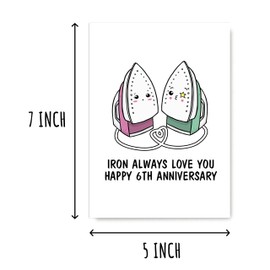 GoGiDesigns Iron Always Love You Card - Wedding anniversary Card - 6th Anniversary Card - Cute Iron Card - Funny Sixth Greeting, White