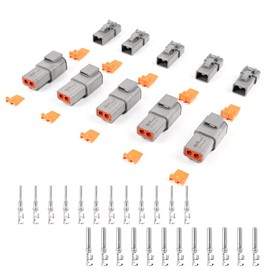JRready 44PCS ST6283 2 Pin Connector, 2 Wire IP67 Waterproof Deutsch DTP Connector, Automotive Electrical Connectors DTP04-2P/DTP06-2S with Stamped Contacts 14-12AWG, 25A