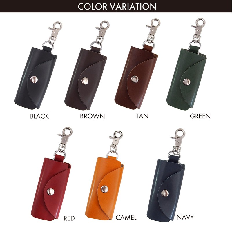 Leathertone 4LT0027 Tochigi Leather Key Case with Carabiner, Made in