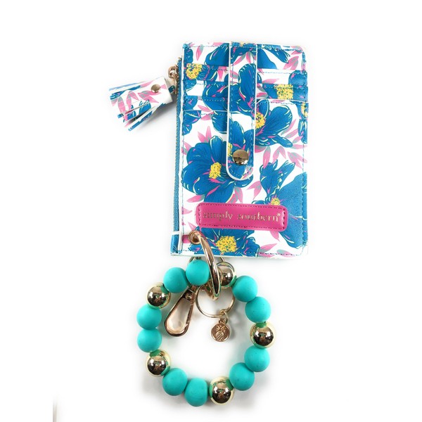 Simply Southern Bead Bangle Wallet (Blue Blossom, One Size)