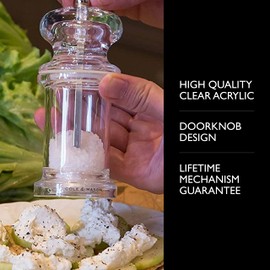 COLE & MASON 505 Salt Grinder - Clear Acrylic Mill Includes Precision Mechanism and Premium Sea Salt