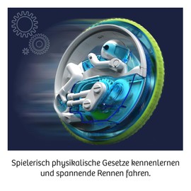 KOSMOS Fun Science 645342 Mono-Racer, Fast Ride on a Wheel, Experience and Understand Flywheel Technology, Physics Experiment Box for Children from 8 to 12 Years