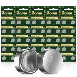 BONAI LR41 1.5V Alkaline Battery AG3 392 384 192 l736h Coin Cell Button Batteries 50 Counts [Packaging Upgrade]