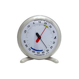 Shinwa Sokutei 70495 Thermo/Hygrometer, Q-1, Round, Light Gray, 5.9 inches (15 cm)