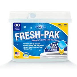 Walex Fresh-Pak RV/Marine Holding Tank Treatment - Black Water Holding Tank Deodorizer for Rapid Breakdown of Waste & Toilet Paper, Neutralizes Odors, Septic Tank Safe, Fresh Scent (Pack of 30)